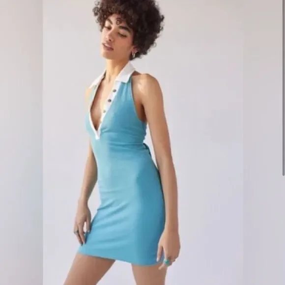 princess polly baby blue dress Urban Outfitters | Dresses | Nwt Urban Outfitters Size Small Dalton Ribbed  Knit Collared Tie Back Mini Dress